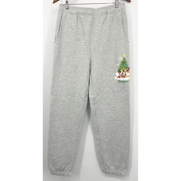 EUC Disneyland Womens Christmas Gray Sweatpants Small Jogger Cotton Stretch - Picture 1 of 10